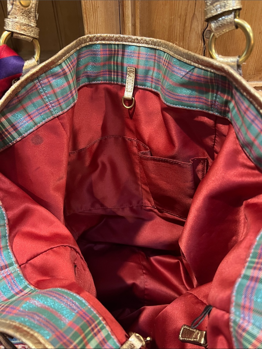 Coach 15887 Poppy Tartan Bella Bucket Tote - Picture 13 of 13